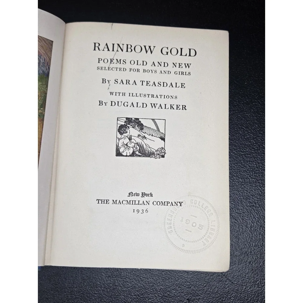 Vintage 1936 Rainbow Gold Poems Old & New for Boys & Girls by Sara Teasdale‎